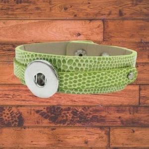 Green 18/20mm Snap Button Leather Bracelet